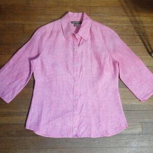 TOMMY BAHAMA linen slim fit 3/4 sleeve shirt in heather pink (XS)